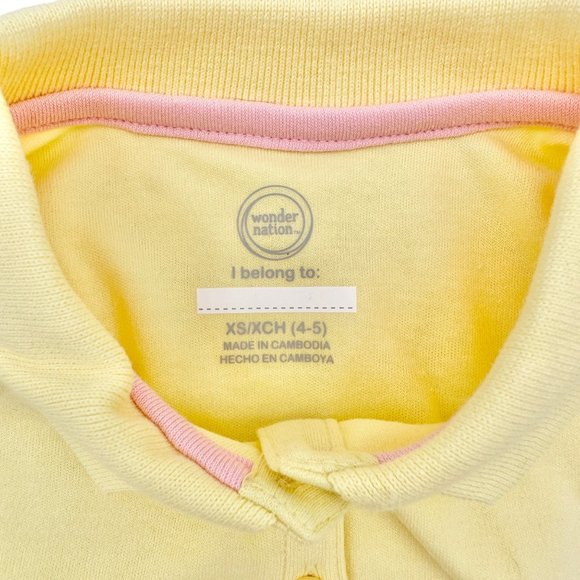Wonder Nation Girls Uniform Short Sleeve Polo-style Yellow XS Tagless Comfort - Picture 7 of 8